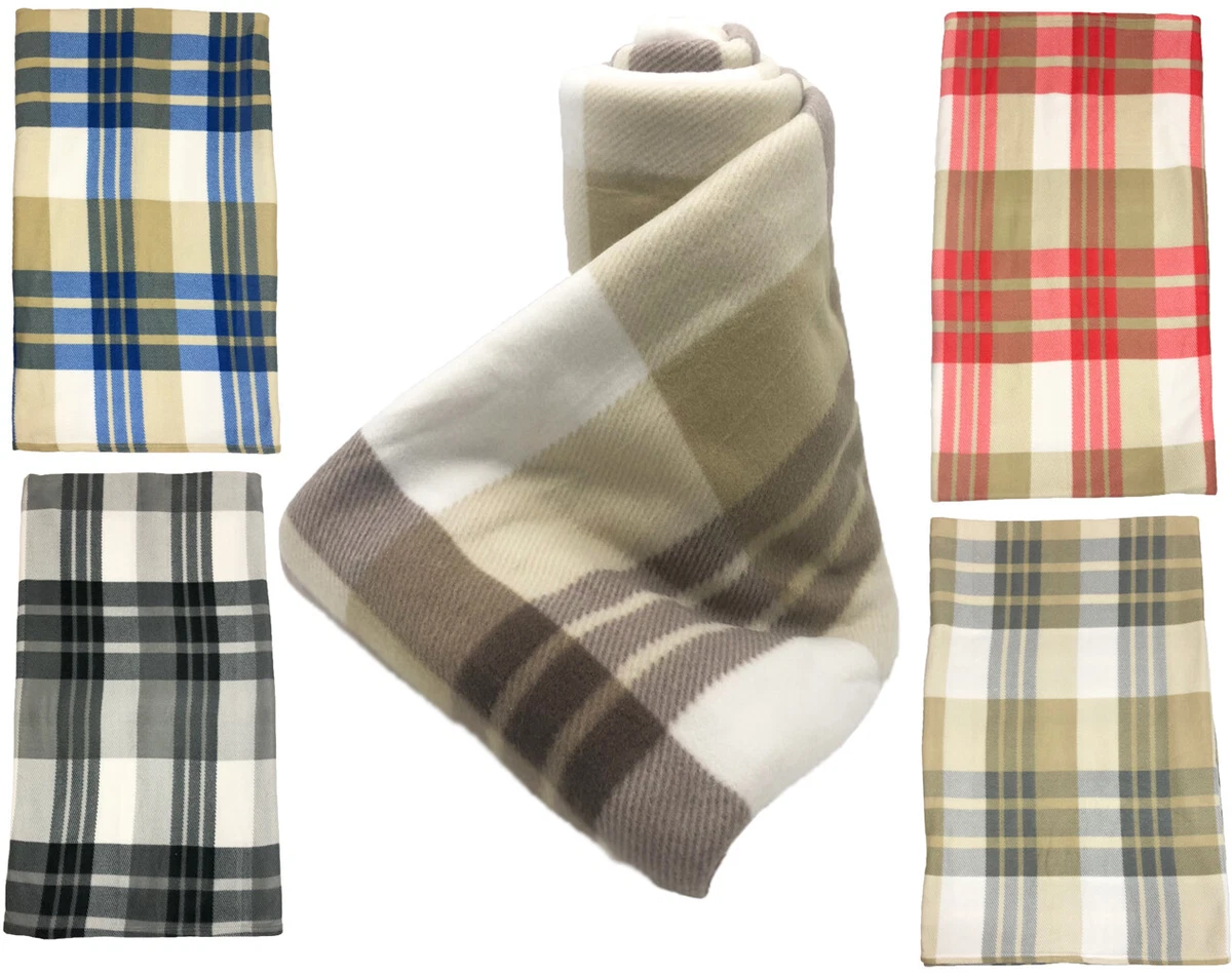 WARM SOFT THROW TRAVEL FLEECE OVER CAMPING TARTAN CHECKED SOFA BED CAR  BLANKET | eBay
