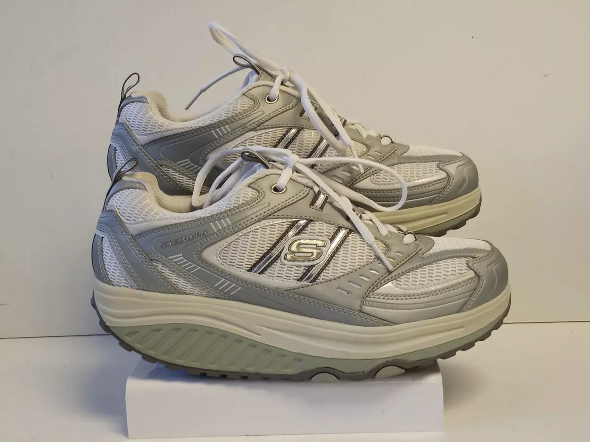 Skechers Fitness Shape Gray &amp; White Orthopedic Shoes Women Size US | eBay