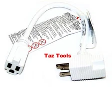 1 ft Power Extension Cord with 2 Outlets 15A 125V 1875W 14AWG/3SJT Gauge White 