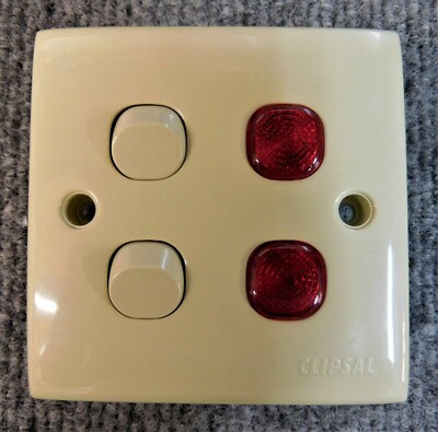 Motorhome caravan boat, horsebox Clipsal electrical double switch & neon. Beige