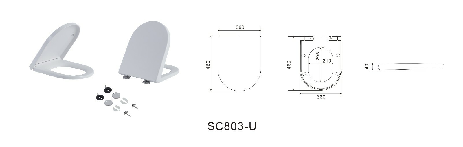 Round DShape Duraplast Heavy Duty Soft Close Quick Release White