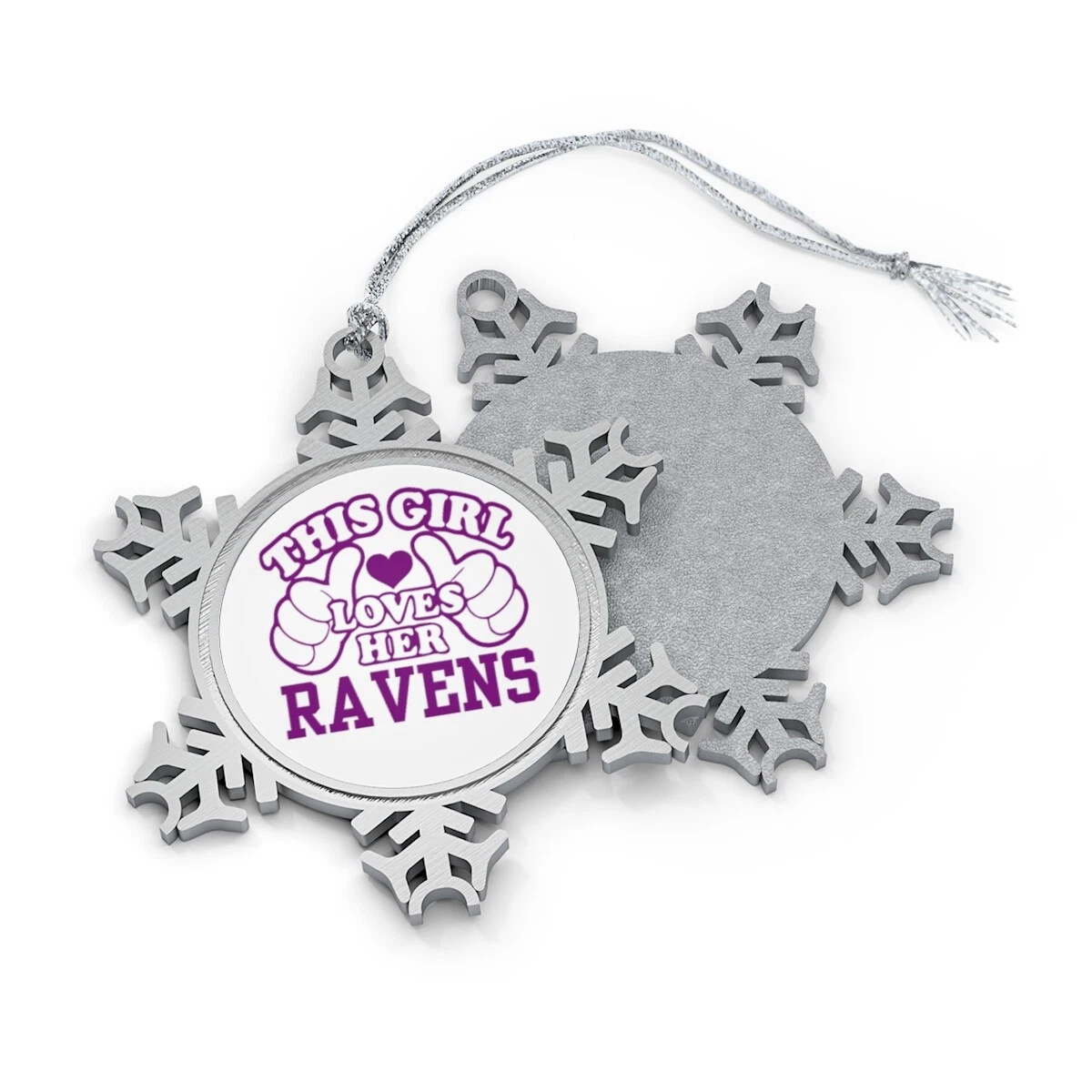 Ravens Girl Pewter Snowflake Ornament