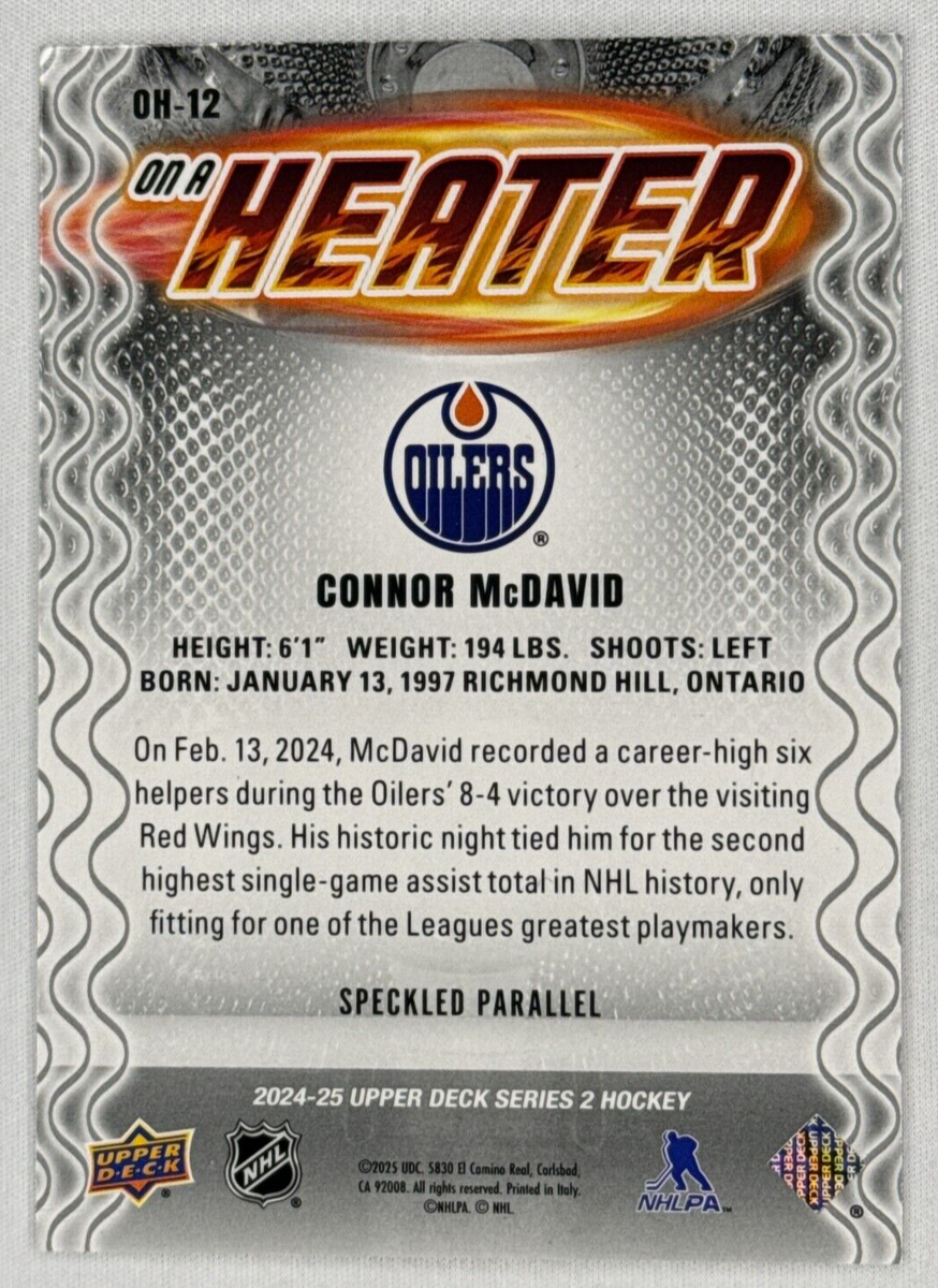 2024-25 UD Series 2 Connor McDavid On A Heater Speckled #OH-12