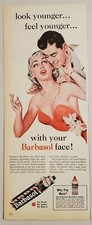 1955 Print Ad Barbasol Shave Cream Pretty Lady Admires Mans Close Shave