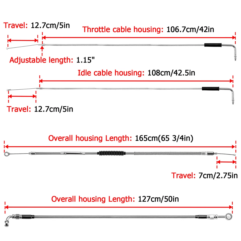 Kit de cable extendido de manillar MOFUN 16" 18" para Harley Sportster XL883N sin ABS Foto 2 de 4