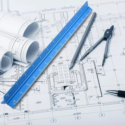 Engineer Scale Ruler 12 Inch, Aluminum Laser-Etched Triangular Drafting Tool for - Picture 2 of 6