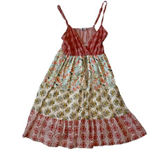 Three Star Made in Italy  Womens Sleeveless Floral Peasant Cotton Mini Dress, 6