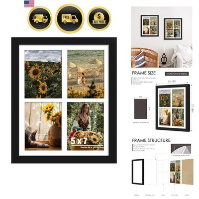 12x16 Picture Frame, 5x7 Collage Picture Frame, Displays Four 5x7 inch Photos...
