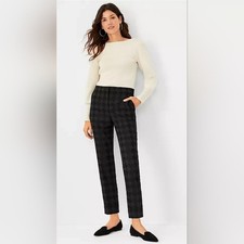 Women's Ann Taylor Houndstooth High Waist Ankle Pants, Black, EUC