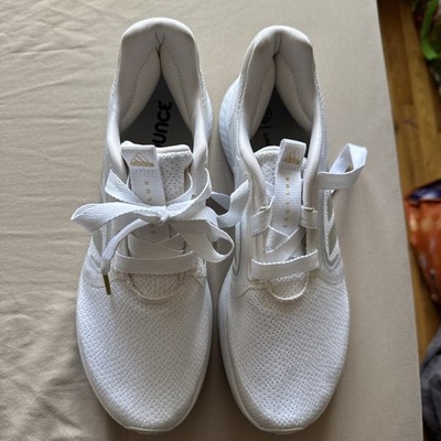 Adidas Running Shoes Womens Size 10.5 White Silver Edge Lux Bounce Sneakers