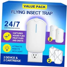 2 Flying Insect Traps & 2 Cartridges - Compatible with 2 Device & 2 Cartridges