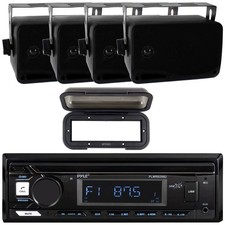 Pyle Bluetooth Receiver, 4x 3.5'' 200W Indoor/Outdoor Speakers, Radio Cover