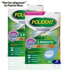 2 Pk Polident 3 Minute Antibacterial Dental Appliance Cleanser Tablets, 90 Ct