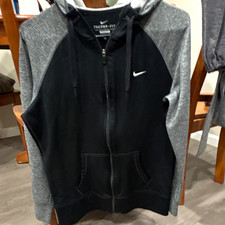 Nike Therma-FIT woman  s Full Zip Hooded Fleece Hoodie Colorblock Black/Gray L