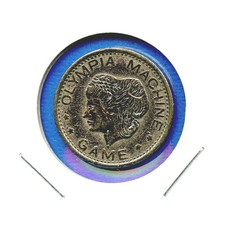 Olympia Machine Games Arcade Amusement Gaming Play Token Vintage Coin