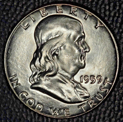 1959 Franklin Half Dollar, Very Choice BU+, Almost FBL