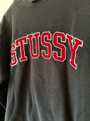 VTG 90s Y2K Stussy Faded Black University Crewneck Grail