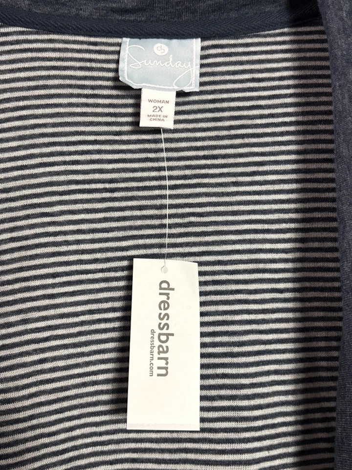 Womens Dressbarn Open Front Cardigan Size 2X Blue Knit Casual New - Image 3 of 4