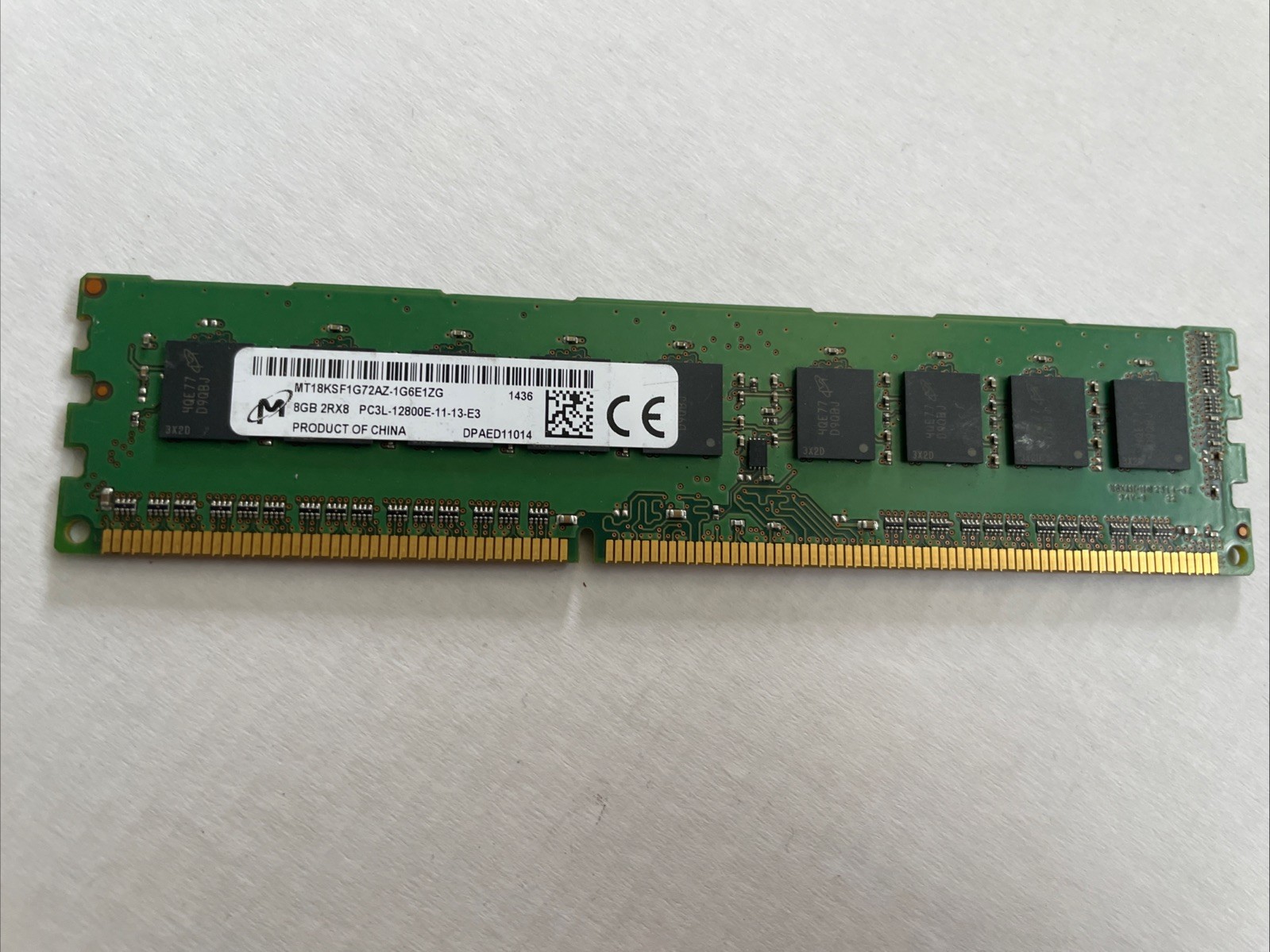 Micron 8 GB 2Rx8 PC3L-12800E-11-13-E3 ECC RAM ECC NO REG. MT18KSF1G72AZ-1G6E1ZF