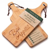hausleben Bambus Schneidebrett Mit Griff 2 Pack – 44,5X16 Cm Servierbrett