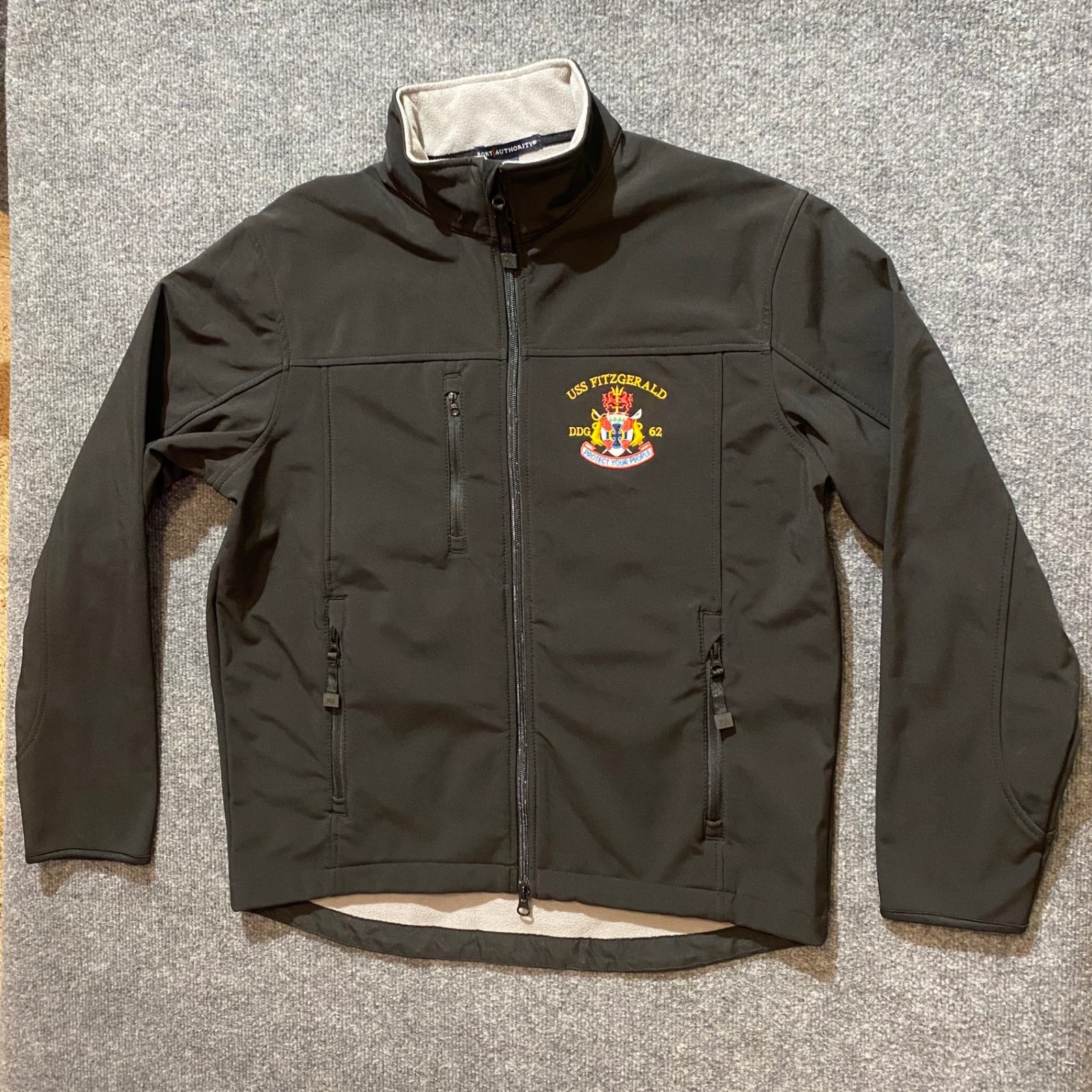 Port Authority Soft Shell Jacket Mens M Black USS FITZGERALD DDG 62 Embroidered - second product detail image