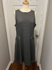 Ann taylor womens 12 black white Houndstooth sleeveless dress