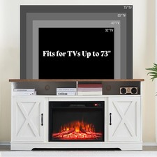 TV Stand Unit Cabinet With Electric Fireplace Fire Logs Heater Flame Living Room