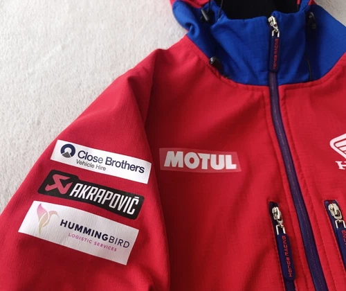 Honda Racing HRC Motul Motorsport mens Red Blue Softshell Hooded Jacket size M image 6