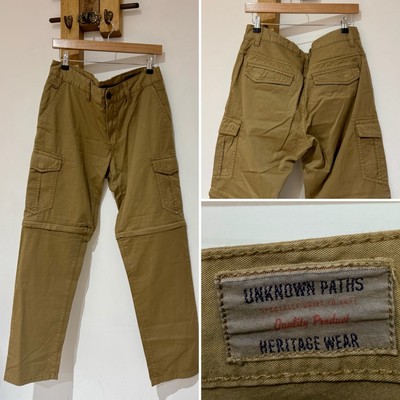 CAMEL Active Men's Khaki Zip Off Convertible Cargo Pants Chino Trousers W34 L32