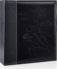 Photo Album 8x10 Clear Pages Pockets Leathe Cover Slip 50 Pockets/1PK, Black