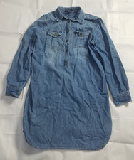 Chaps Denim Shirt Dress Button Front Long Sleeve Tunic Womens Medium