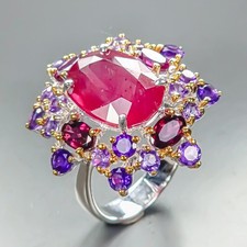 Handmade 8 ct+ Ruby Ring 925 Sterling Silver Size 8 /R462898