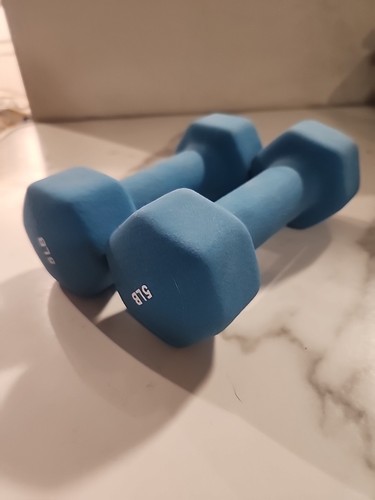 5 Pound Neoprene Coated Dumbbells (qty 2) Used Pair 5lb Blue - Picture 2 of 12