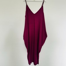 Summer Dress Womens One Size Purple V Neck Sleeveless Pullover Oversized Pockets