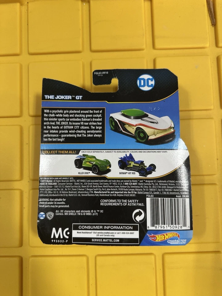 DC Hot Wheels Character Cars,”THE JOKER *GT” 2016, NEW C8 - Image 2 of 2