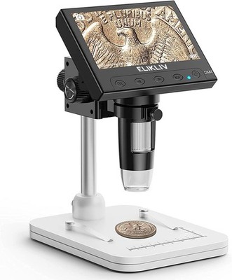 Elikliv Microscope, LCD Digital Coin Microscope 1000x, Coin Magnifier with 8 ..
