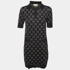 Gucci Black GG Jacquard Lurex Knit Mini Dress S