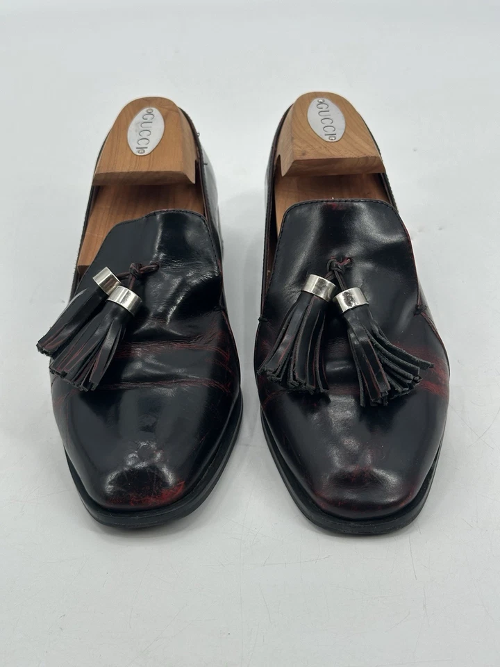 Mocasín Jeffrey Campbell Lawford marrón/rojo para mujer talla 6,5 borlas cuero Foto 3 de 4