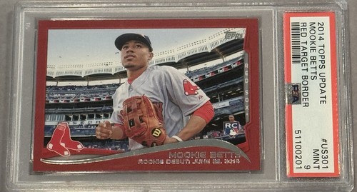 2014 Topps Update Mookie Betts Rookie Debut #US-301 Red Target Border PSA 9 RC