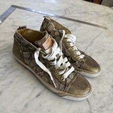 Preowned Coach Gold Sneakers Signature C Size 7