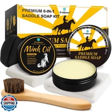 Saddle Soap for Leather – 6-in-1 Leather Cleaner and Conditioner with Saddle 
