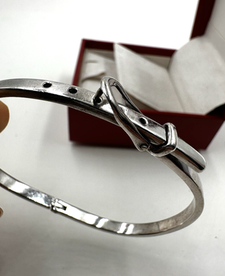 Sterling Silver 925 Mexico Buckle Bracelet CII Adjustable 6-7” TAXCO MEXICO BELT BUCKLE STERLING SILVER 925 BRACELET ADJUST  main image 3