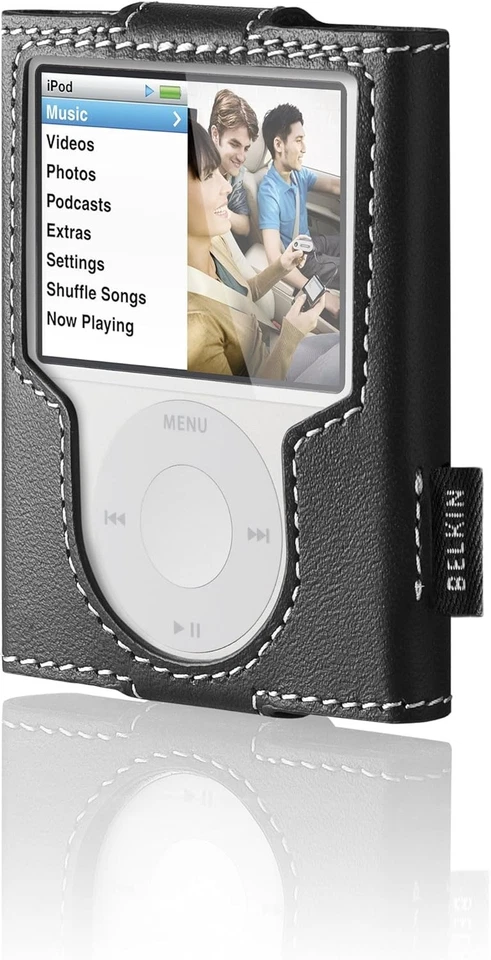 Funda protectora cómoda delgada suave duradera de cuero para iPod Nano 3G negra Foto 4 de 4