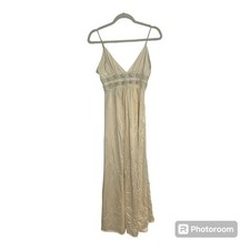 Women's VTG Lily of France Cream Long Nightgown Negligee Slip Dress Size Small