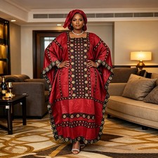 African Evening Gown Women Plus Size Loose Kaftan Abaya Long Casual Robe Dress
