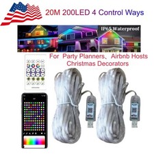 APP  Voice Control Smart Outdoor LED Strip Lights 20M RGBIC Permanent for Party