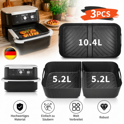 Silikonform Airfryer Zubehör 10,4L antihaftbeschichtet 3-teilig für Ninja HOT