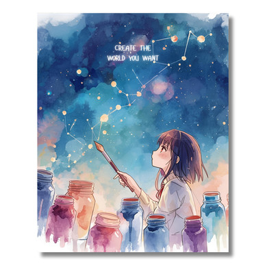 Watercolor Anime Girls Poster Set – Inspirational Girl Room Art Decor ...