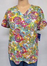 Ava Therese Zavata XL 1054 Colorful Scrub Top Pockets Stretch Bold Motion BLMT