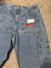 Vintage Nike Denim Carpenter Jeans Mens 38 Blue Baggy Utility Pants Embroidered